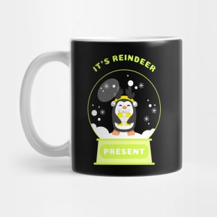 It Is Reindeer Present Penguin (Yellow) Mug